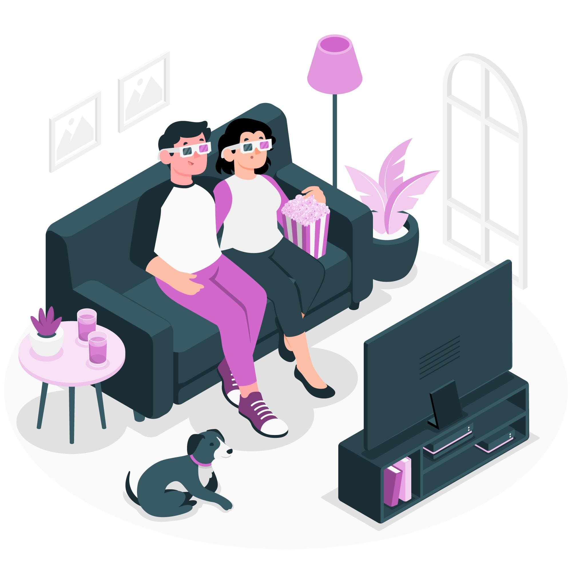 imagem de um casal assistindo